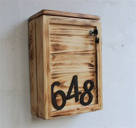 wooden mailbox.with metal house numbers|personalized wall mount mailbox.